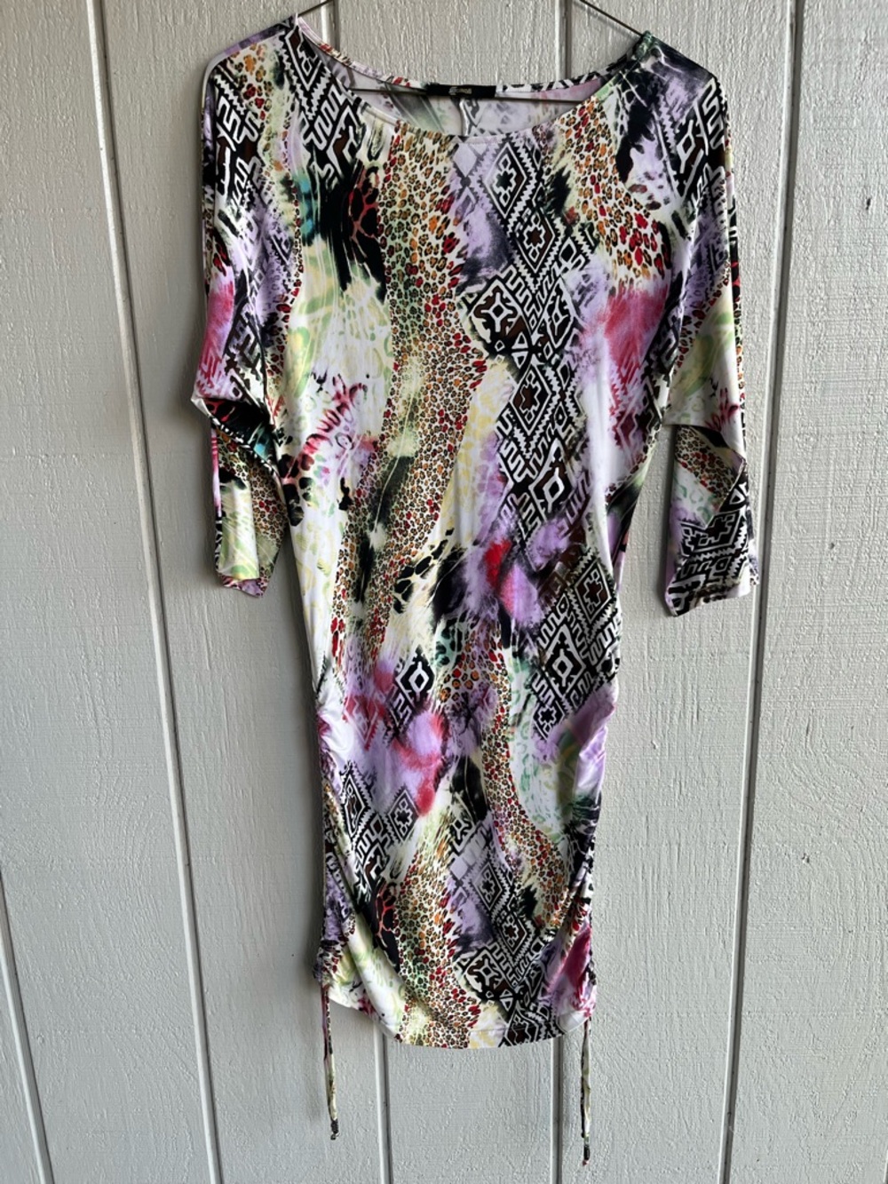 Roberto Cavalli Y2K Bodycon Dress Adjustable Cinched Sides Animal Print Size S